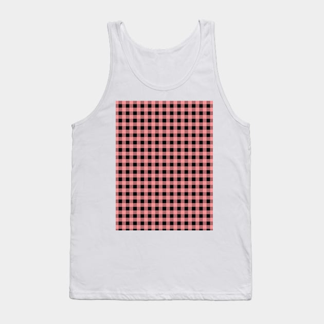 Gingham Check Pattern Stripes Black and Pink Tank Top by GDCdesigns